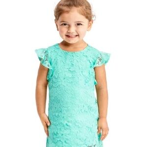 The Children's Place | Turquoise (Aqua/Mint)Lace Flutter Sleeve Dress - Size 4T